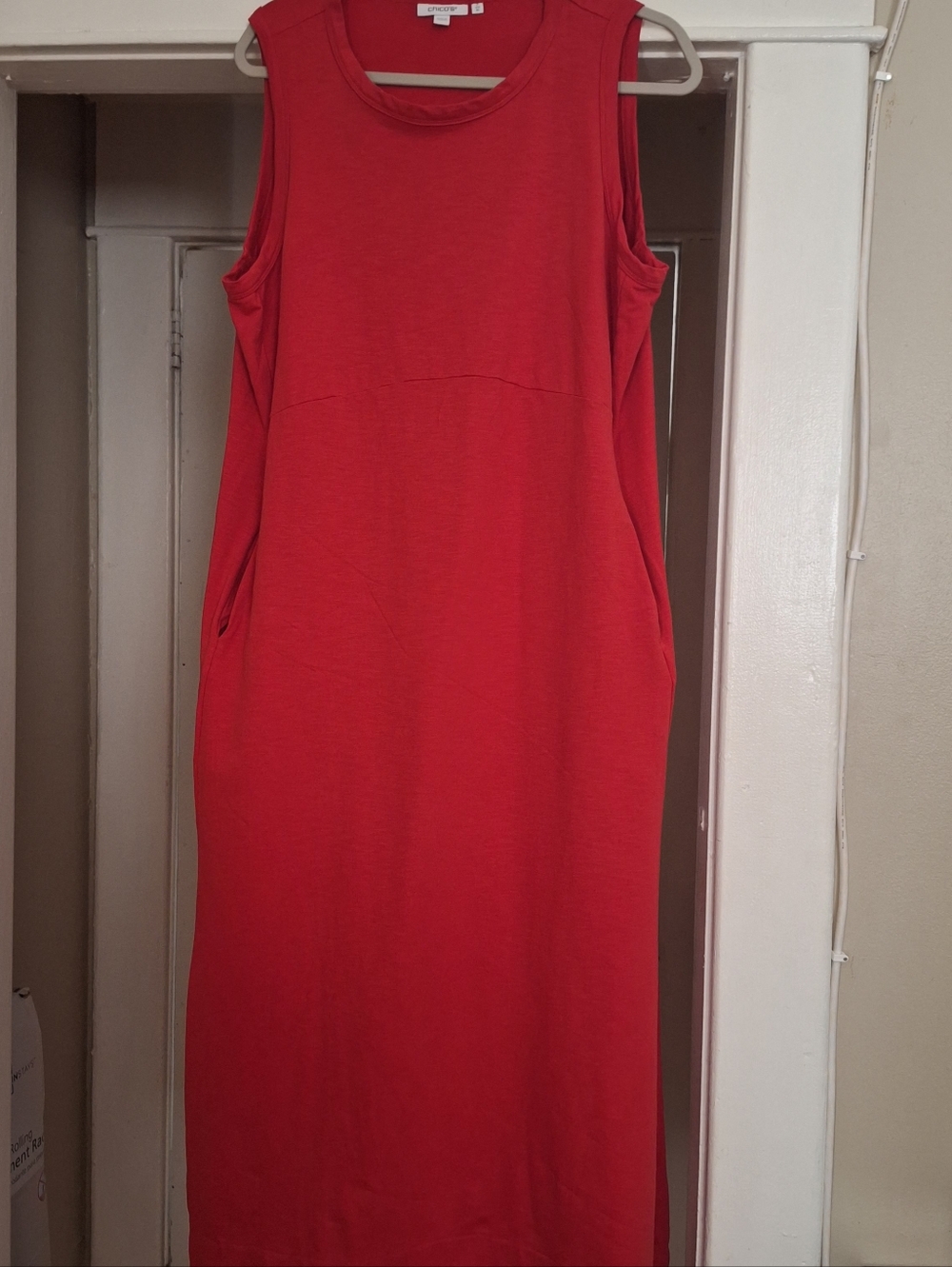 Chicos Red Dress Sleeveless Vacation Ready Women’s Sz XL
